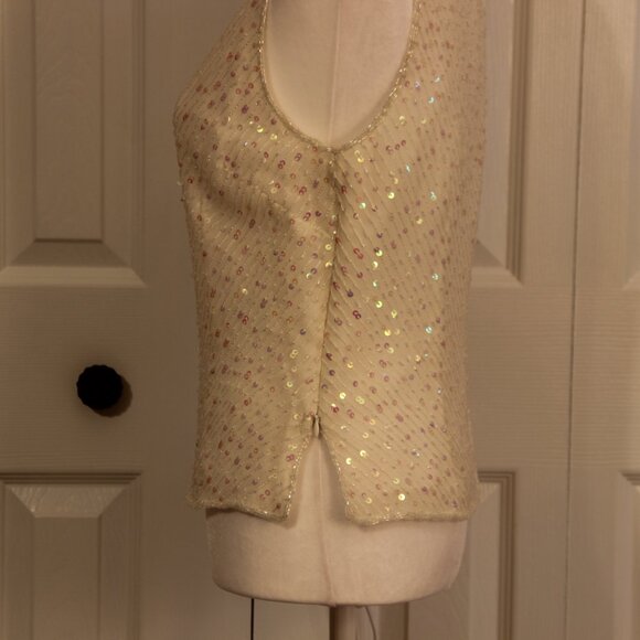 Adrianna Papell Ivory Beaded Top sz. Small - Picture 3 of 5